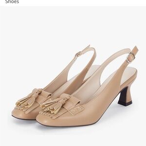 Elegant Oxford Tan Slingback Heels with Tassel